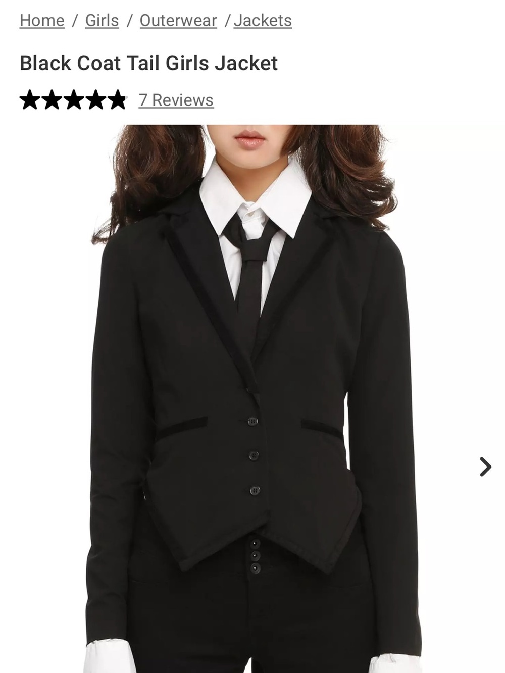 Hot Topic Black Women's Tailcoat Jacket with Pointed Hem, Gothic